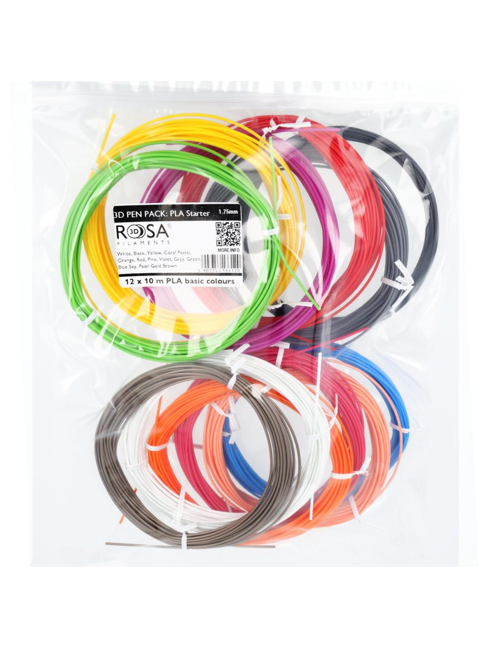 3D PEN PACK PLA 12 basic colours x 10m