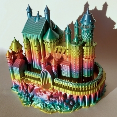 Castle printed from PLA Rainbow Silk filament in a direct sunlight