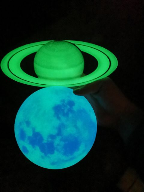 Wydruki wykonane z filamentu PLA Glow in the Dark Green oraz PLA Glow in the Dark Blue